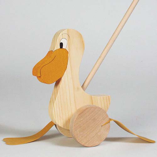 Pellicano In Legno Goki Schiebetier - Giocattolo A Spinta Con Movimento, Altezza 22 Cm, Per Bambini